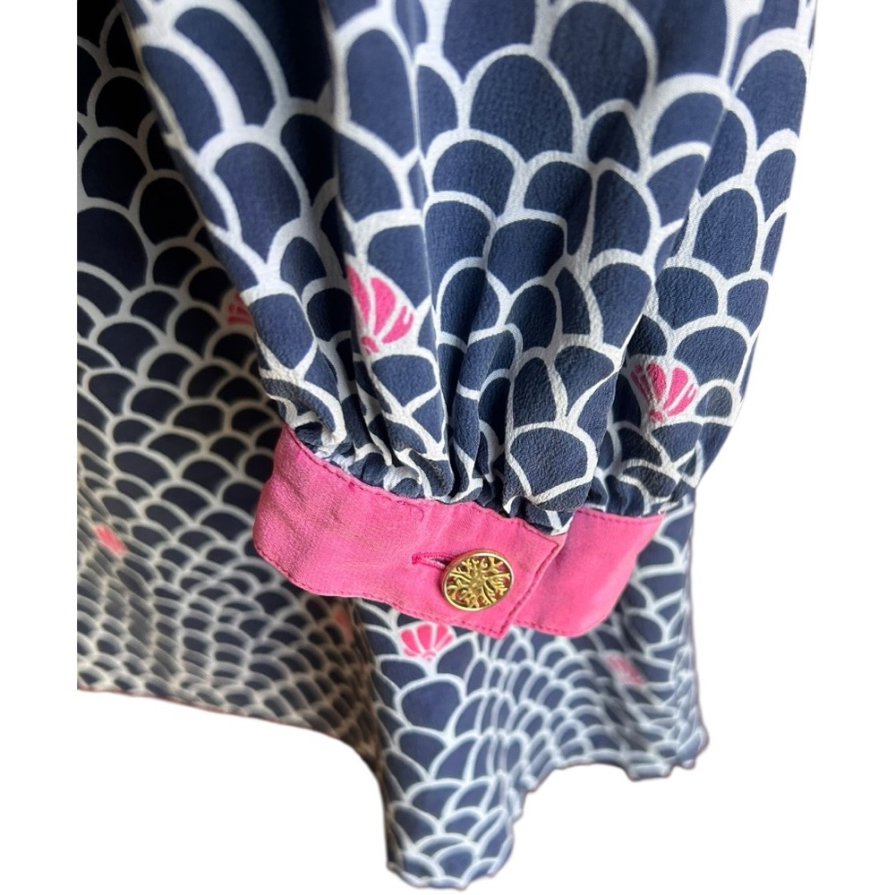 Lilly Pulitzer pink blue white silk seashell design tunic/dress Sz 2 - Picture 4 of 9